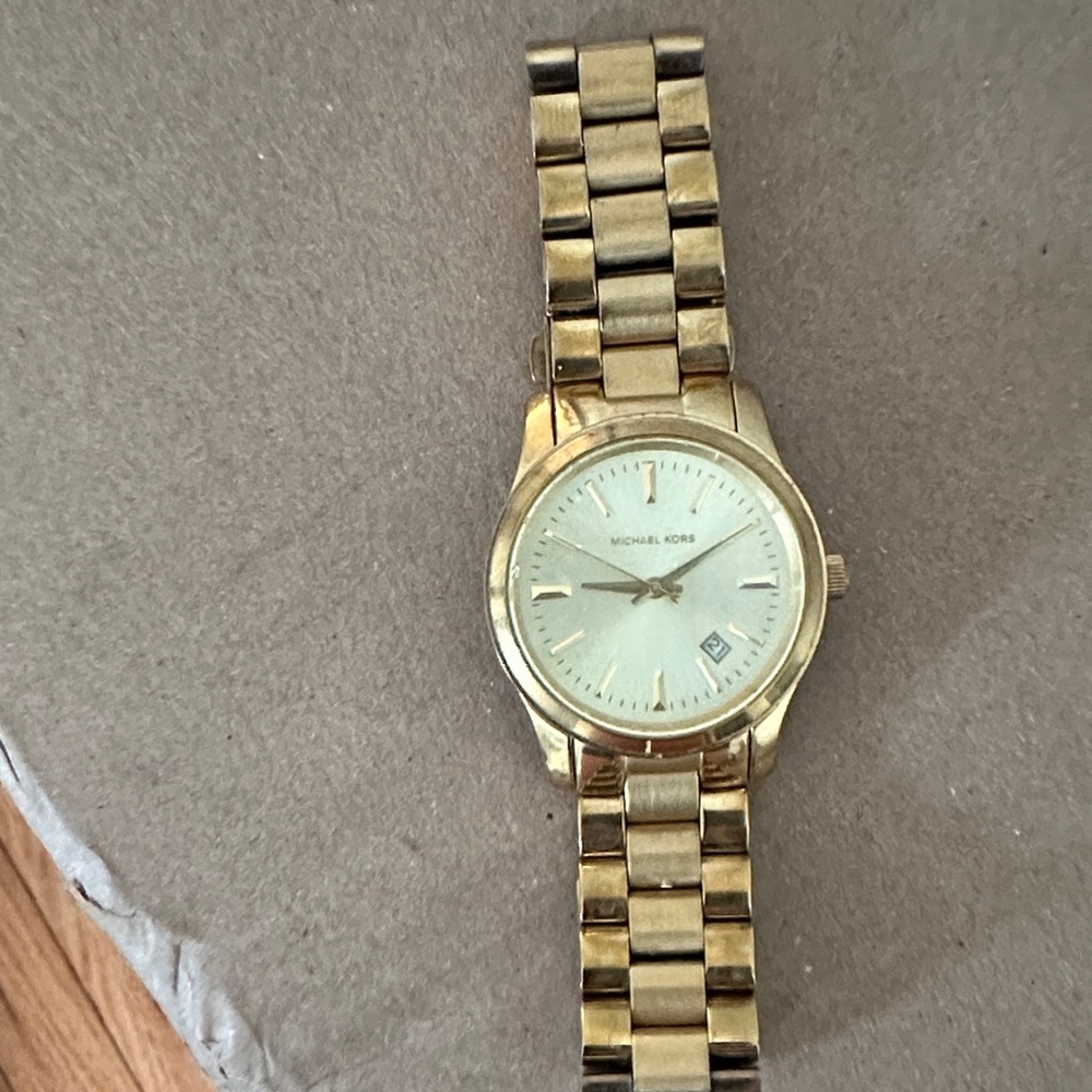 Michael Kors Gold-Tone Watch with White Dial